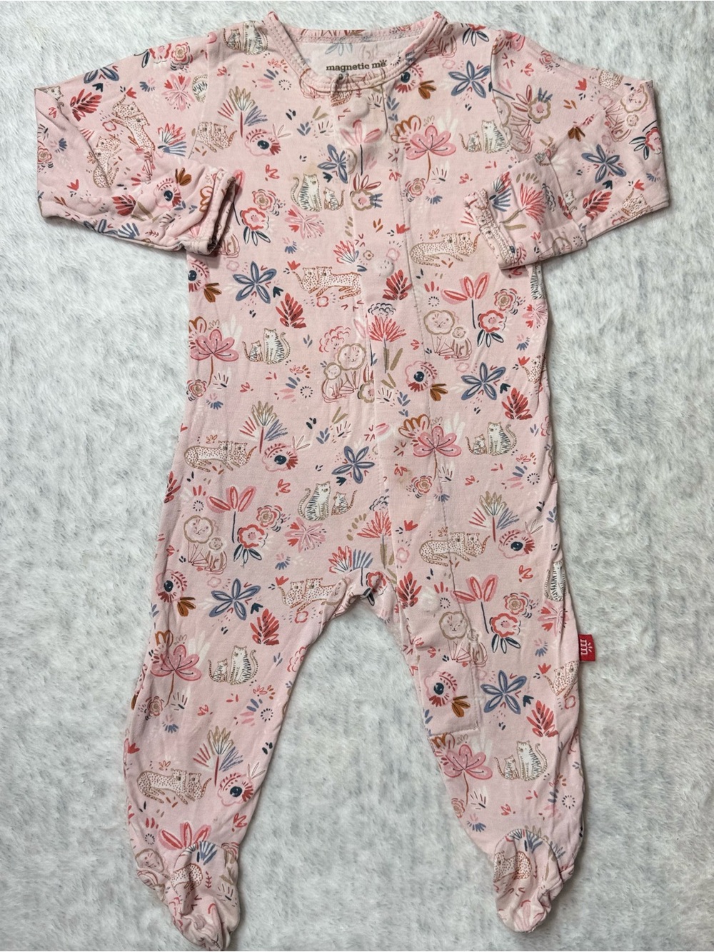 Magnetic Me Blush Pink Safari Animal Footie Sleeper 0-3M Baby Girl Modal Neutral